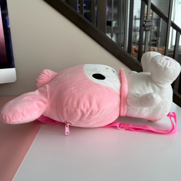 SANRIO MY MELODY Large Plush Backpack Zipper Compartment Hello Kitty and Friends - Picture 6 of 10